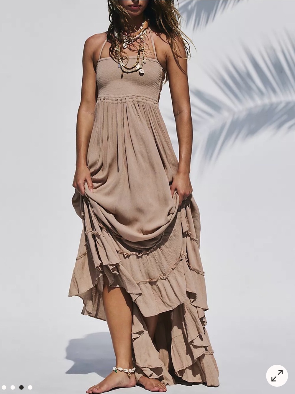Free People Extratopical maxi dress in Taupe High-Low Halter Maxi Dress